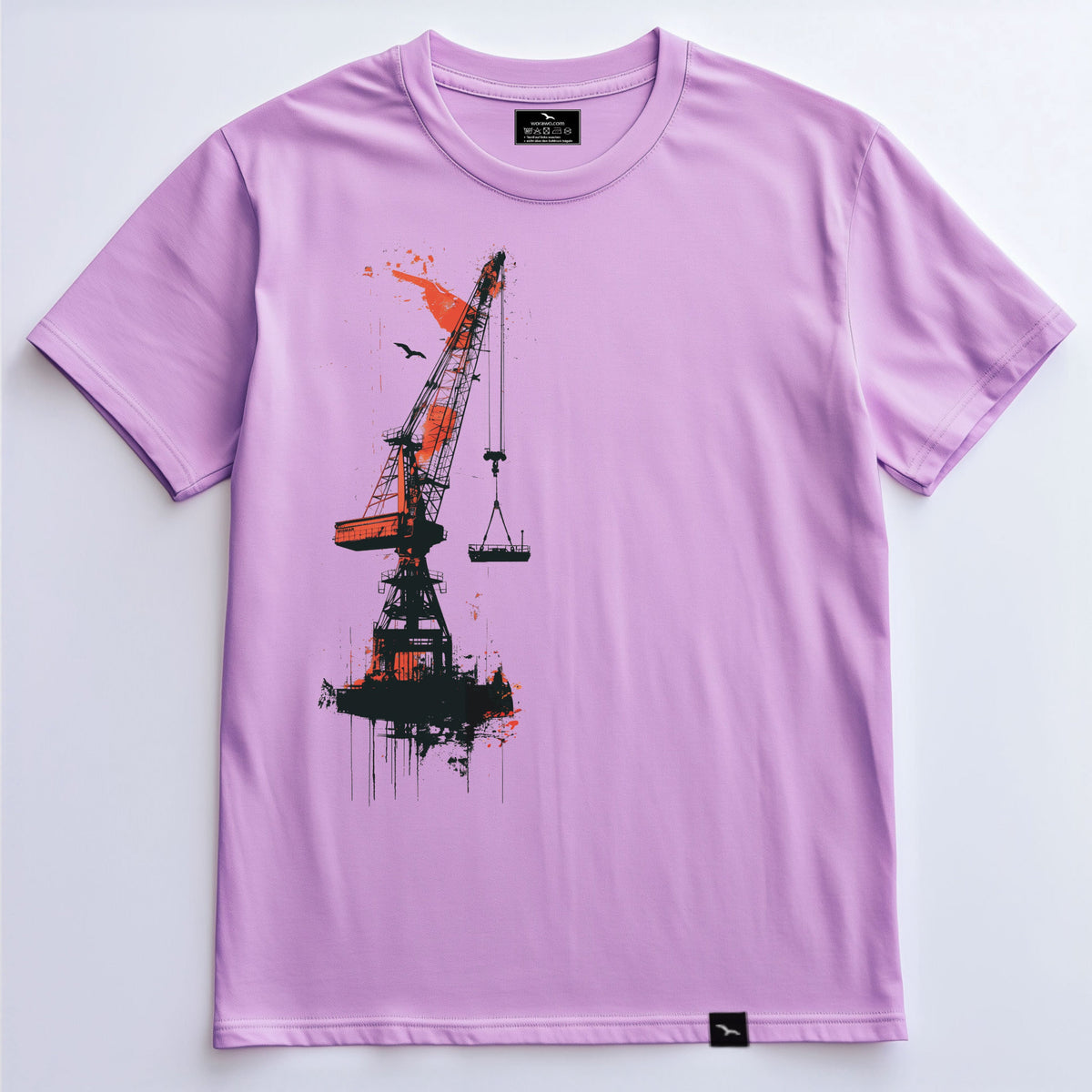 T-Shirt One habor crane in Lavender mit einzelnem Hafenkran – Produktansicht