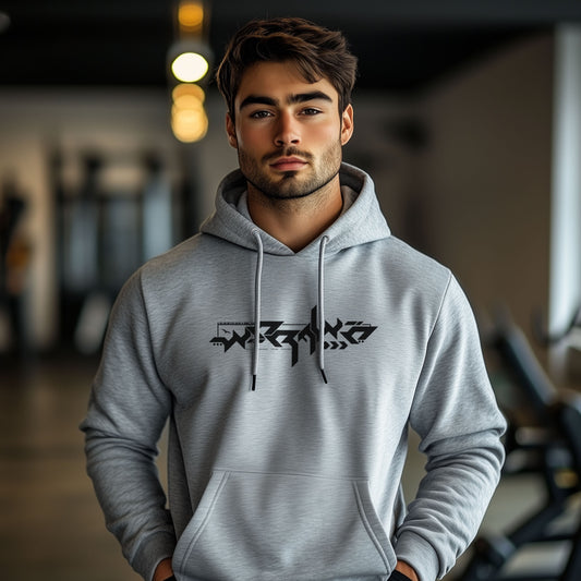 Graumelierter Hoodie „worawo Sport Edition 2 black“ am Model