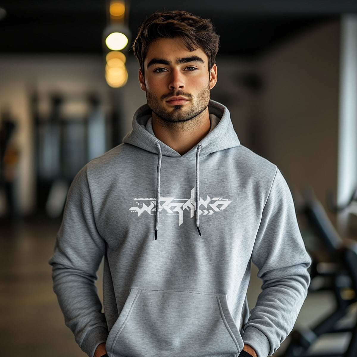 Graumelierter Hoodie „worawo Sport Edition 2 white“ am Model