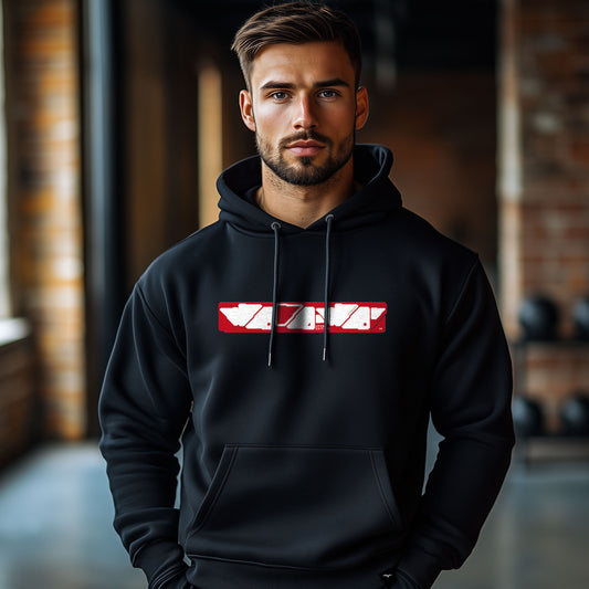Schwarzer Hoodie „worawo Sport Edition“ am Model