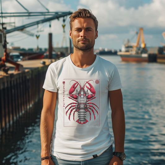T-Shirt Samurai Lobster, Weiß, roter Hummer
