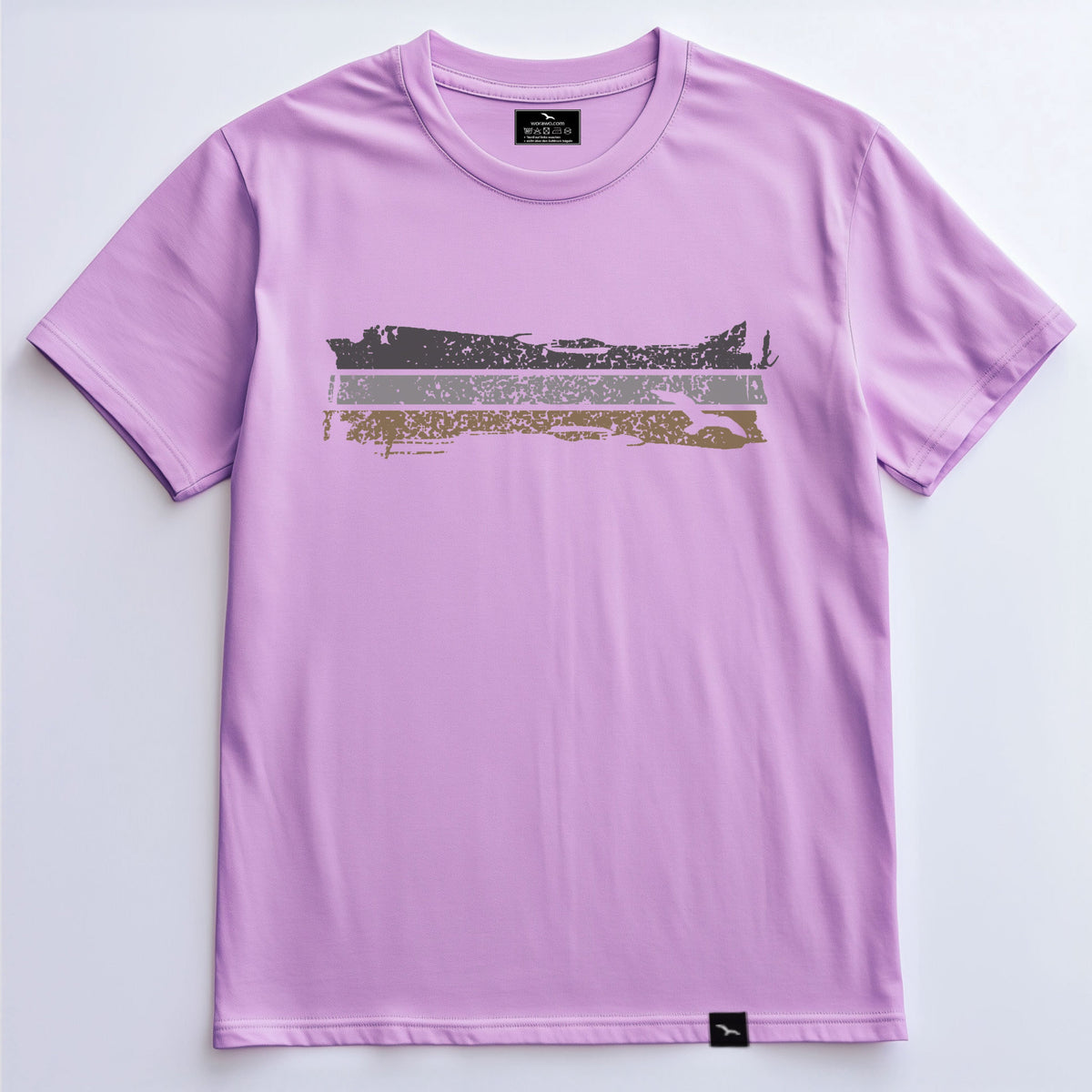 T-Shirt Seagull 2 in Lavender: drei grafische Streifen in gedeckten Farben, Vorderansicht