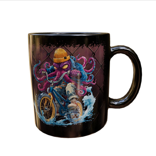 Tasse "Octo on a bike" black