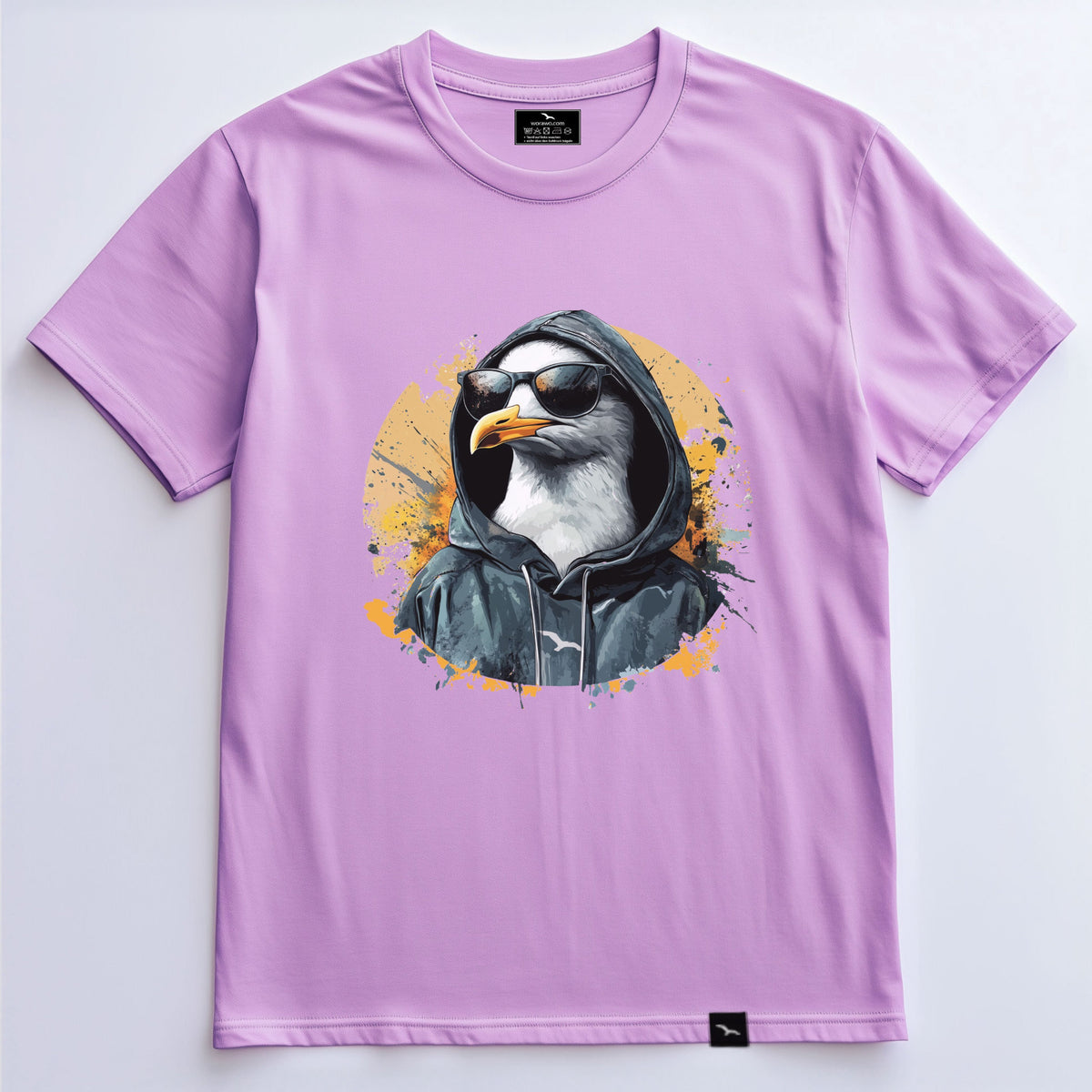 Lavender: T-Shirt „BB-gull“ mit Möwe in Kapuze und Sonnenbrille, Produktansicht