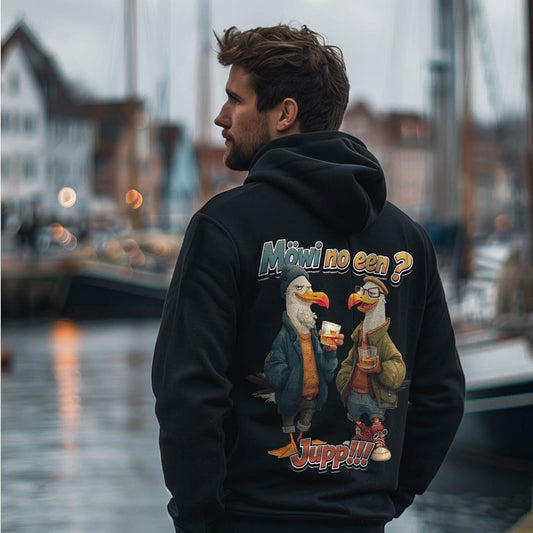 Drunk Gulls 2 Zip-Hoodie mit zwei Möwen und Getränken