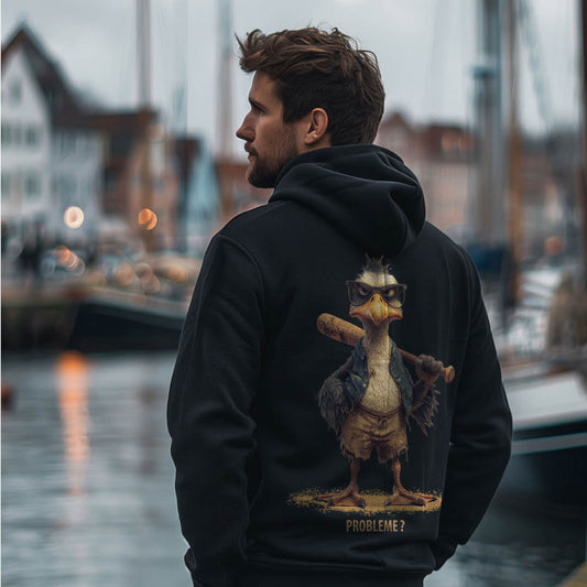 Problem-Möwe mit Schläger auf Zip-Hoodie