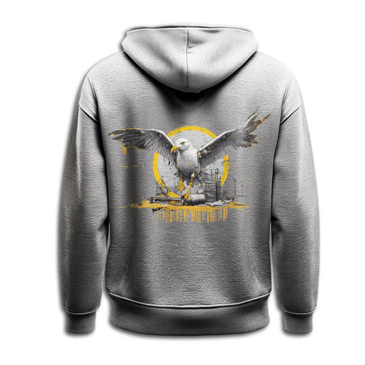 Psygull 2 Möwe über Stadt auf Zip-Hoodie