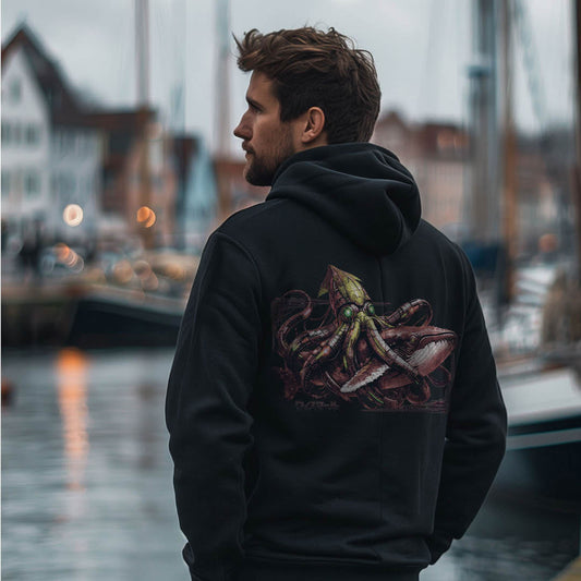 Zip-Hoodie Calamari attacks Whale mit Tintenfisch und Wal