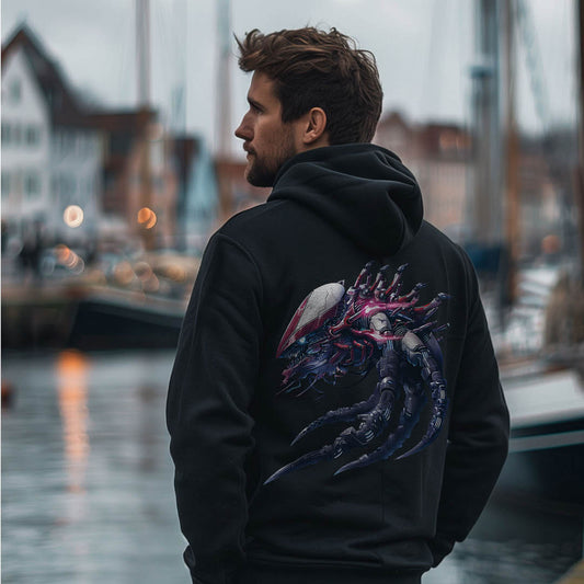 Futuristisches Tentakelmotiv auf Zip-Hoodie