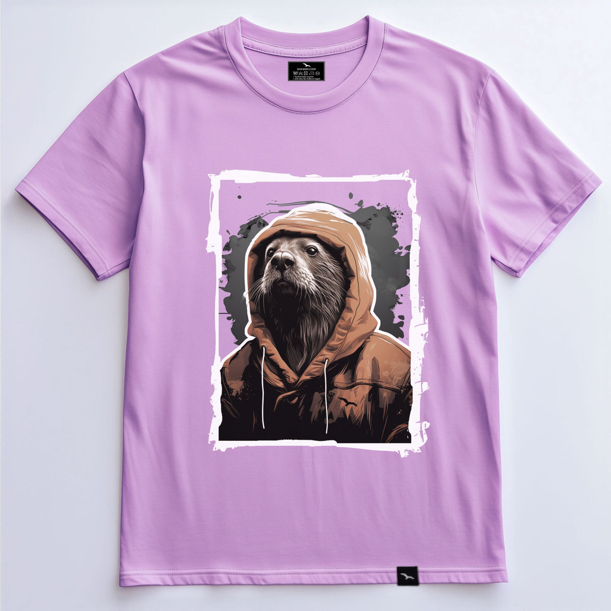T-Shirt Otter, Lavender, Tierporträt mit Hoodie