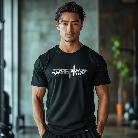 T-Shirt worawo Sport Edition 2 white, Schwarz – Modelaufnahme