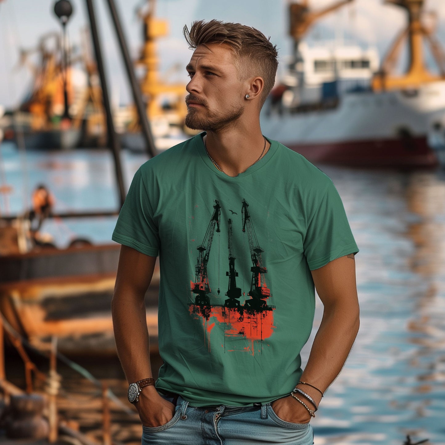 T-Shirt "Three habor cranes"