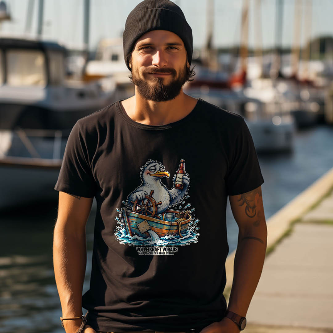 Pegel-Möwe T-shirt – Funny Seagull Design