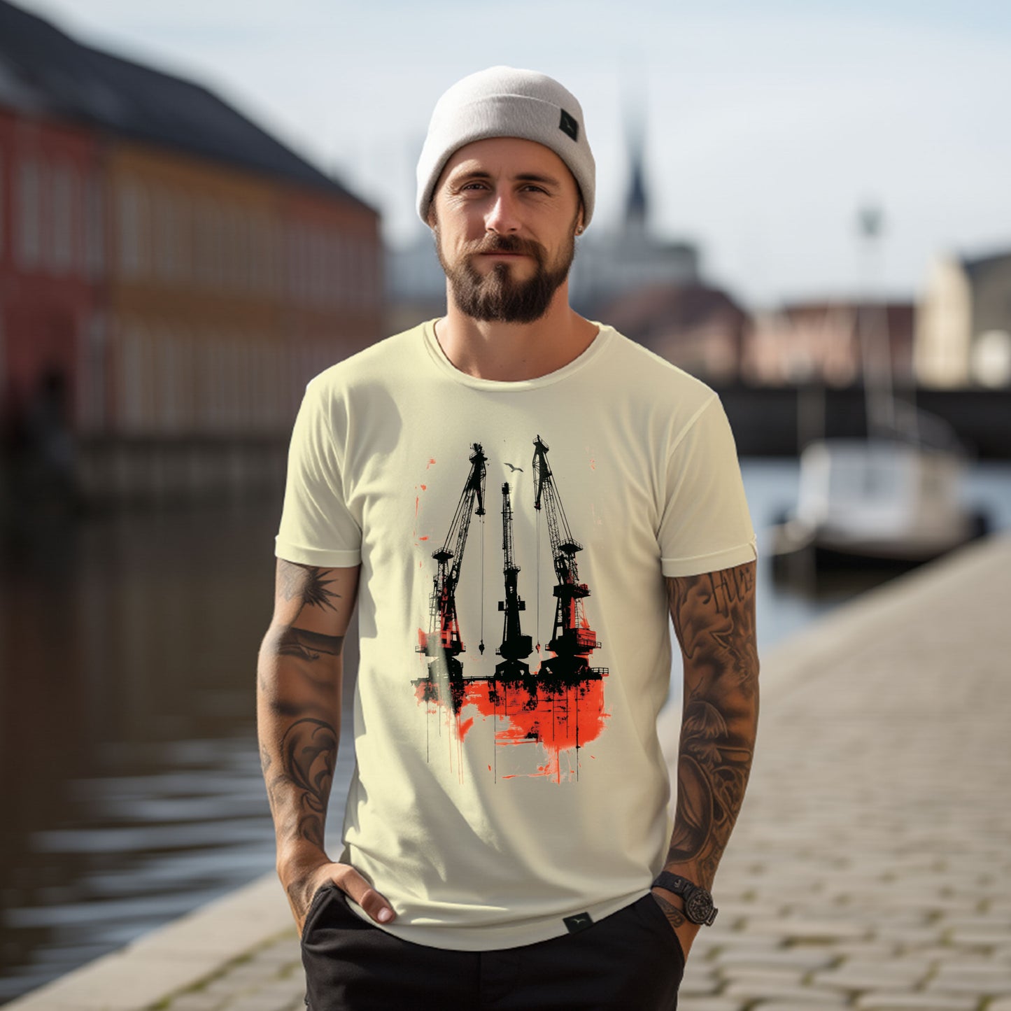 T-Shirt "Three habor cranes"