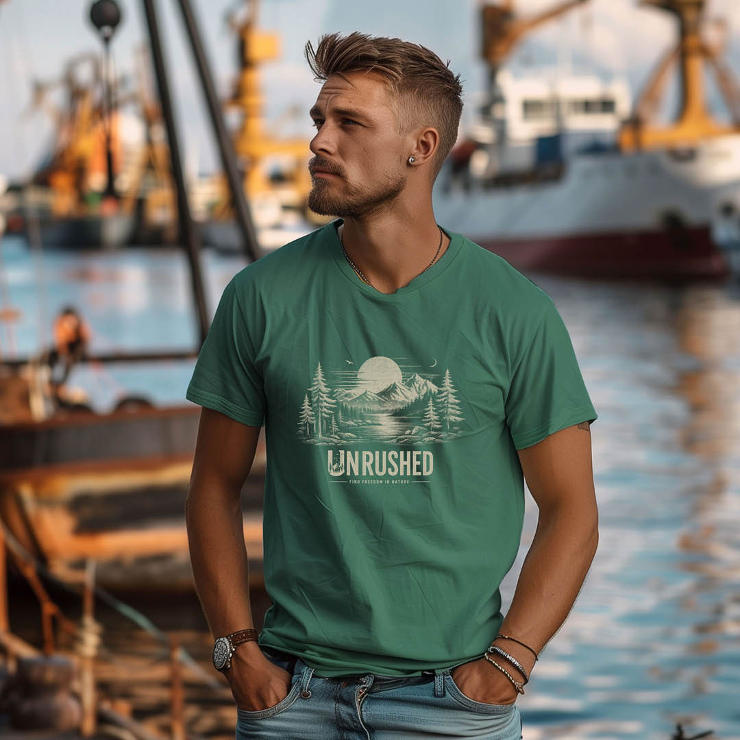 T-Shirt "UNRUSHED" beige