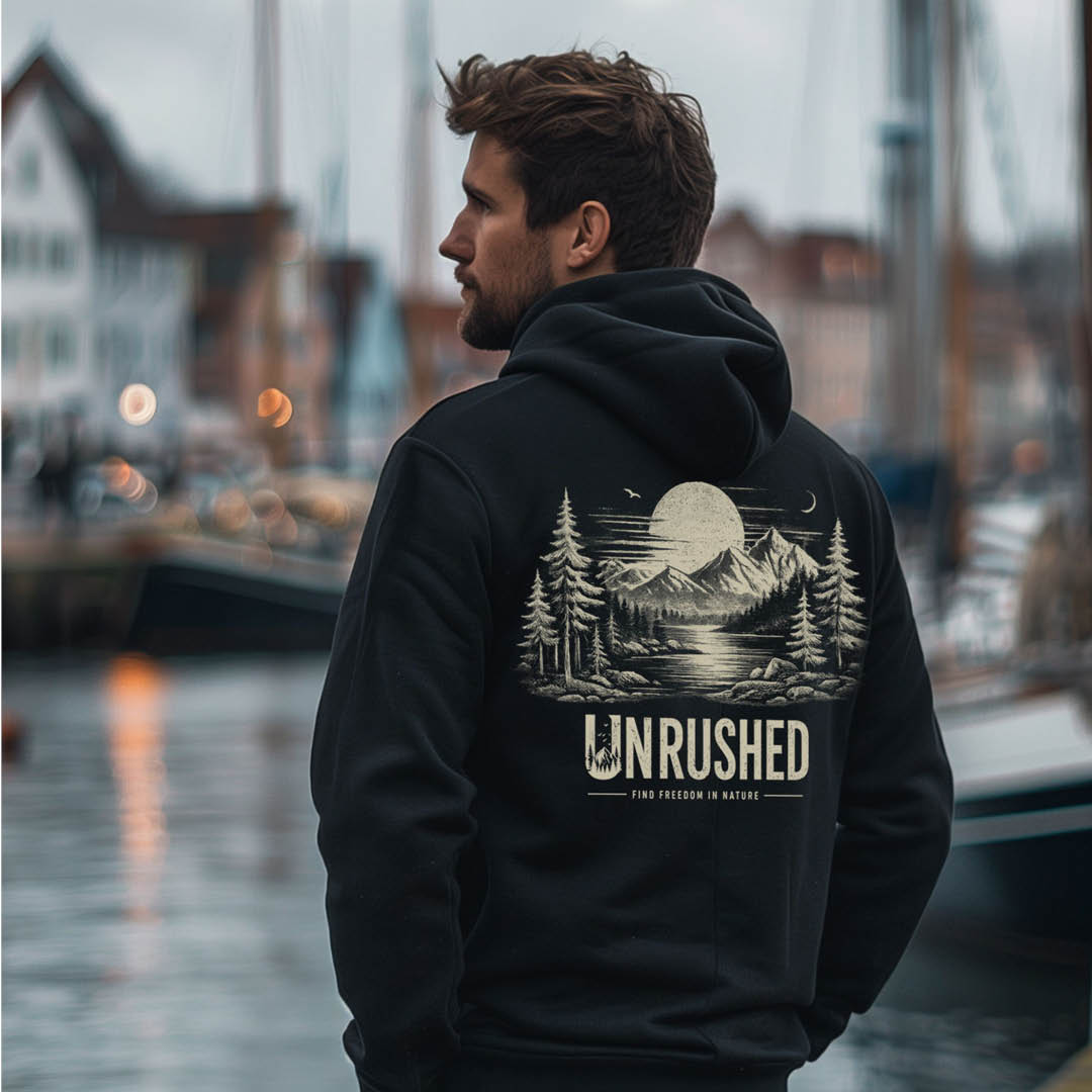 Zip-Hoodie "UNRUSHED" beige