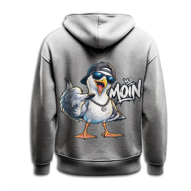 Zip-Hoodie „Moin-Möwe“ – lustige Möwen-Kapuzenjacke