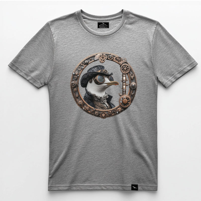 T-Shirt Steam-Punk-gull, Grau meliert, Steampunk-Möwe